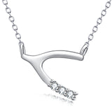 Tuning fork design necklace letter Y zircon sterling silver necklace