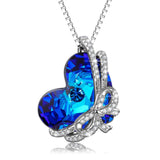 S925 Sterling Silver Fashion Personality Austrian Element Crystal Bow Pendant Necklace Female Jewelry