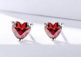 S925 sterling silver trinkets claw heart shaped garnet Earring wholesale