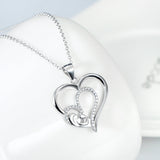 Double Heart Shaped Necklace Factory 925 Sterling Silver Jewelry For Girls