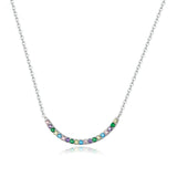 925 Sterling Silver Curve And Colorful Metal Pendant Necklace Fashion Jewelry For Women