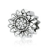 925 Sterling Silver Beautiful Sunflower Beads Charm For DIY Bracelet Precious Jewelry For Women