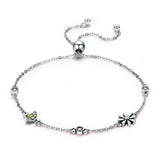 Silver Oxidized Epoxy Zircon Bumblebee &Flower Bracelet