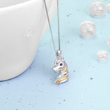 Unicorn Double Color Necklace Animal Silver 18 Inch Chain Necklace