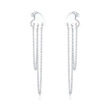 925 Sterling Silver Exquisite Heart Long Chain Tassel Dangle Earrings Precious Jewelry For Women