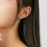 Genuine 925 Sterling Silver Shiny Dazzling Zircon Earrings For Women