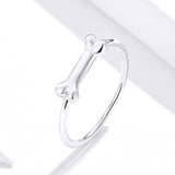 S925 sterling silver bone ring white gold plated ring