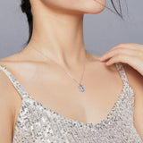 Ocean Blue Heart CZ Elephant Pendant Necklace for Women 925 Sterling Silver Luxury Animal Silver Jewelry Collar