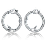925 Sterling Silver Cubic Zirconia Hoop Earrings Circle Thorns Shape Stud Earrings for Women and Girls