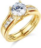 Unique 14k Yellow OR White Gold Engagement Band & Wedding Ring Set For Ladies