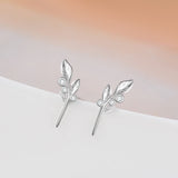 Leaf Small Earrings Design 925 Sterling Silver Stud Women Earrings