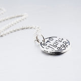 Beautiful Interesting Pattern Engraved Necklace Silver Mother Child Necklace