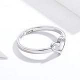 S925 sterling silver love shape ring white gold plated ring