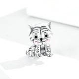 925 Sterling Silver Cute Tiger Beads Charm For Bracelet  Fashion Jewelry For Women and Men