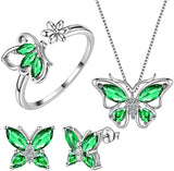 Butterfly Jewelry Women 925 Sterling Silver Butterflies Necklace/Earrings/Rings Wedding Gift