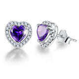 Birthstone Love Heart Stud Earrings