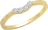 0.15 Carat (ctw) 14K Gold Round Diamond Women Contour Anniversary Wedding Stackable Band Guard Ring