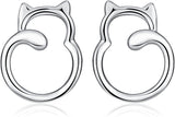 925 Sterling Silver Cat Stud Earrings for Girls, Cat Earrings for Women,  Birthday Gift for Cat Lovers