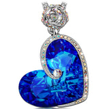 Rose Heart Necklace with Bermuda Blue Crystals from Swarovski 