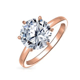 Solitaire CZ Engagement Wedding Ring Thin Band Cubic Zirconia Sterling Silver Gold Or Rose Gold Plated Silver