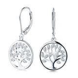 925 Sterling Silver Cubic Zirconia Tree of Life Earrings