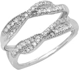 0.40 Carat (ctw) 14K Gold Round Diamond Women Anniversary Wedding Band Swirl Increase Guard Double Ring
