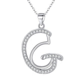 925 Sterling Silver CZ Cursive Initial 26 Letters Alphabet Adjustable Pendant Necklace Clear