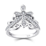 925 Sterling Silver Cubic Zirconia Cross Crown Promise Ring