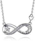 Infinity Moon&Star Pendant Necklace S925 Sterling Silver Forever Love”Christmas Jewelry Gifts for Women Girls