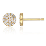 14K Gold Plated Sterling Silver Stud Earrings for Women | Pave CZ Mini Disc | Gold Earrings for Women