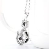 Black and white spotted cat necklace wholesale animal silver necklace