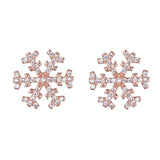 Christmas Gift 925 Sterling Silver Gorgeous Pave CZ Winter Snowflake Flower Stud Earrings Clear