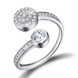 925 Sterling Silver Cubic Zirconia Ring Single Zircon Adjustable Ring Jewelry for Women and Girls
