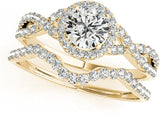 0.50 Carat 14K Gold Round Cut Unique Diamond Bridal Ring and Band Set for Ladies in Wedding/Engagement