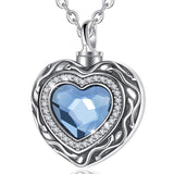 S925 Sterling silver Cremation Jewelry for Ashes Urn Necklace Keepsake Memorial Heart Necklace Embellished with Crystals