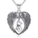 925 Sterling Silver Cute cat & Angel Wing Pendant Necklace for Cat Lover