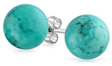 Gemstone Round Ball Stud Earrings For Women For Teen 925 Sterling Silver