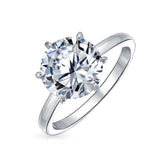 Solitaire CZ Engagement Wedding Ring Thin Band Cubic Zirconia Sterling Silver Gold Or Rose Gold Plated Silver