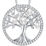  White Pearl Tree of Life Emerald Necklace Pendants  