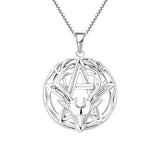 Deer Necklace 925 Sterling Silver Men Women Goat Pendant Pentacle Horned Devil Jewelry