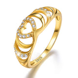 18K Gold Plating 925 Sterling Silver Zirconia Circle Engagement Ring Wedding Bands CZ Endless Love Heart Eternity Bands Stackable Rings for Women