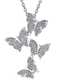  Silver  Cubic Zirconia  Butterfly Pendant Necklace 