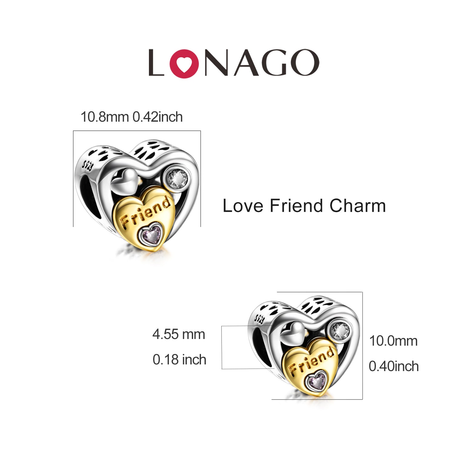 925 Silver Zirconia Gold Plating And Oxidized Friendship Forever Beads
