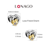 925 Silver Zirconia Gold Plating And Oxidized Friendship Forever Beads