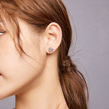 925 Sterling Silver Pattern Relief Heart-shape Stud Earrings for Women Amour Love Ear Studs Jewelry Arete