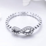 S925 Sterling Silver Heart Eternity Ring Oxidized Cubic Zirconia Ring