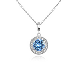 Sterling Silver Birthstone Necklace Pendant with Swarovski Crystal,Fine Jewelry Gift for Women Wife