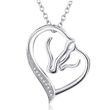 925 Sterling Silver Horse Necklace Women Jewellery Mother Child Love Heart Pendant Necklace