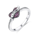 Personalized love romantic heart-shaped zircon ring S925 sterling silver Valentine's Day gift