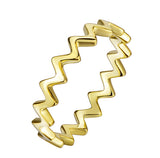 925 Sterling Silver Wavy Linear Simple Ring